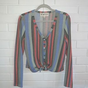 3/$25 HIATUS Vertical BOHO Striped Cardigan M
